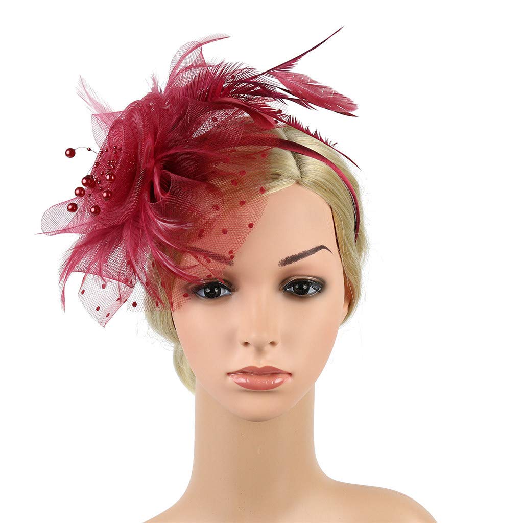 Feather Fascinator Womens Flower Hat for Cocktail Ball Wedding Headband Skin Friendly Headwear for Women