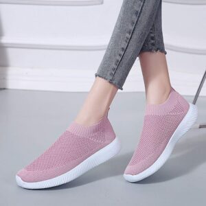 ZHOUXINGB Slippers for Women, Basketball Shoes for Women Casual Sandals Office Dress Shoes Comfy Shoes Heels Low Boots Heeled Slip On Sneakers Women Leather Pink