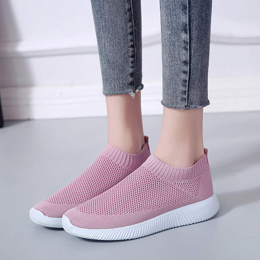 ZHOUXINGB Slippers for Women, Basketball Shoes for Women Casual Sandals Office Dress Shoes Comfy Shoes Heels Low Boots Heeled Slip On Sneakers Women Leather Pink