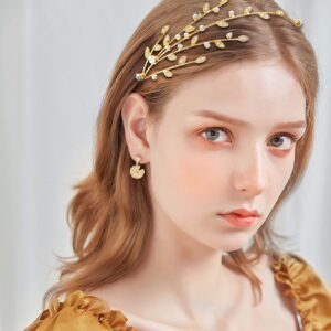 Aswewamt 2 Pcs Gold Rhinestone Alloy Five-pointed Star Headbands Bridal Hair Hoop Decorative Headpiece Wedding Hair Accessories Ornaments for Elegant Women Girls