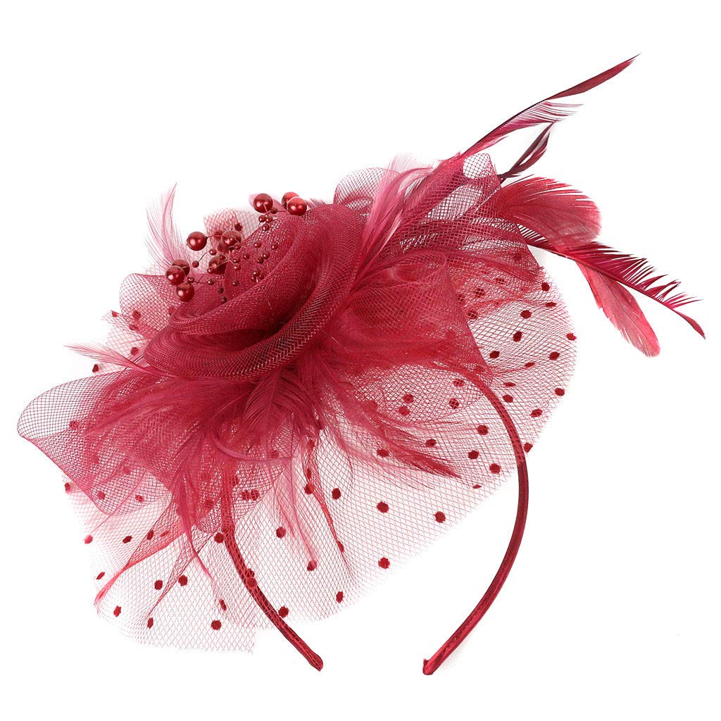 Feather Fascinator Womens Flower Hat for Cocktail Ball Wedding Headband Skin Friendly Headwear for Women