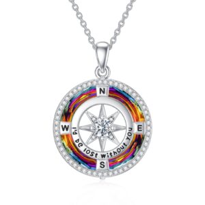 toupop christmas gifts for wife i'd be lost without you compass necklace for women 925 sterling silver compass jewelry gifts for girlfriend pendant with crystal necklaces for birthday graduation valentines mothers day inspirational gift for her sister mom