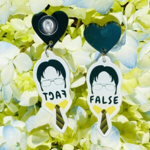 Fun Earrings, Office Dwight Schrute Costume Accessories, Office Party Favors, Office Merchandise, Office Gifts for Women (Fact False)