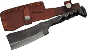 medieval iron hunting knife, 9'' inch with leather case viking knife