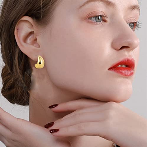 Chunky Gold Hoop Earrings for Women Tear Drop Stud Earring Gold Hoop Ball Earrings Statement Earrings