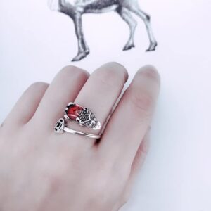 Renning Pixiu Ring Feng Shui Wealth Ring Open Adjustable Rings for Men Women Good Luck Finger Ring