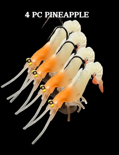 4 Pcs Set of Mojo Tackle Co. Artificial Shrimp Lures (4 Pcs 12g 70mm Pineapple Express)