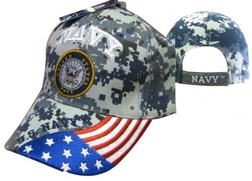 US Navy Seal Patriotic USA Flag Blue ACU Digital Camo Embroidered Cap Hat