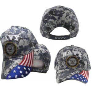 US Navy Seal Patriotic USA Flag Blue ACU Digital Camo Embroidered Cap Hat