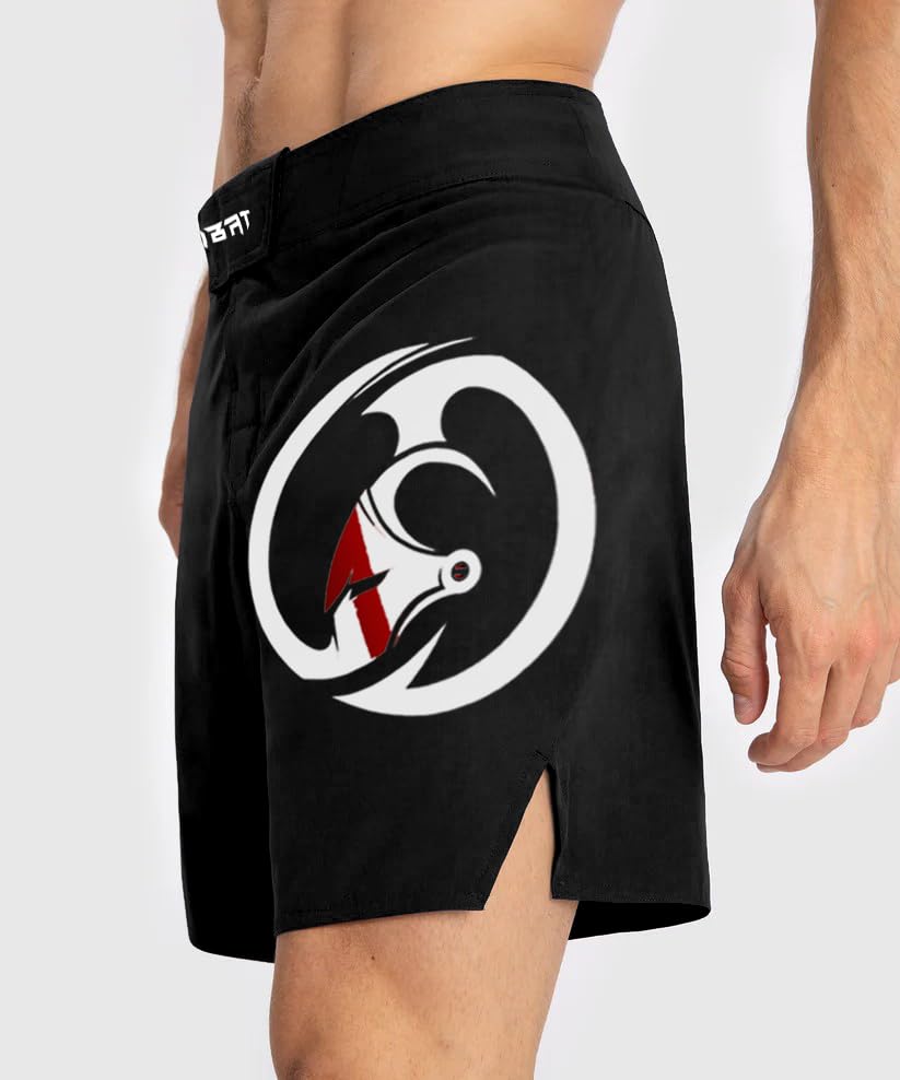 KOMBAT USA Men's MMA Shorts – Baseline Grappling & Fight Shorts | Athletic Shorts | Muay Thai BJJ Training Jiu Jitsu No Gi (as1, Alpha, x_l, Regular, Regular, Black)