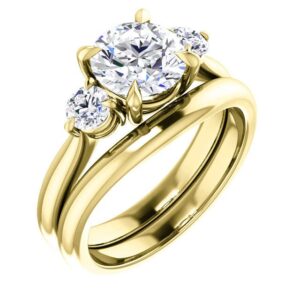 10k solid yellow gold handmade engagement ring 1.50 ct round cut moissanite diamond solitaire wedding/bridal ring set for women/her, surprise ring gifts for her