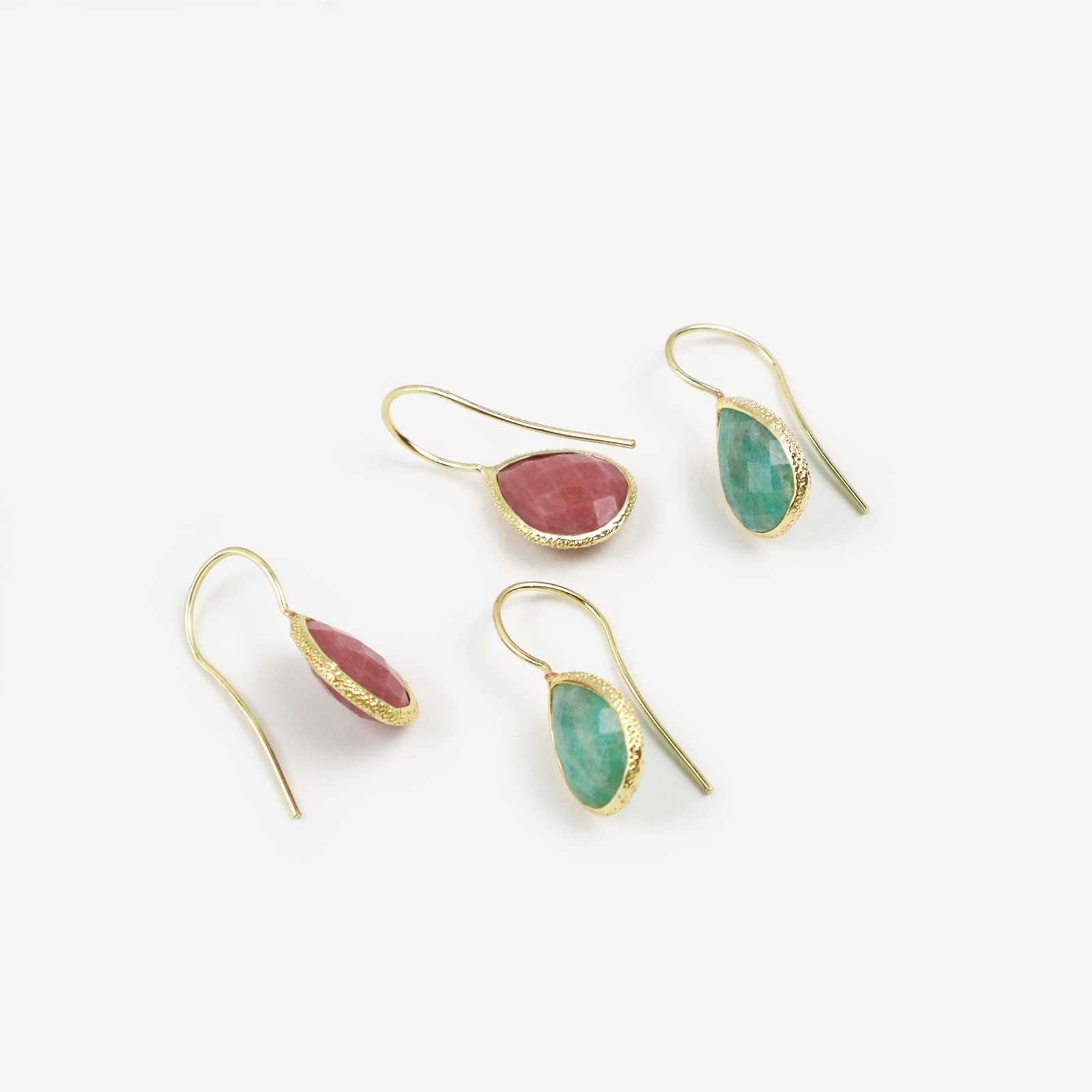 JA.S.JR Gemstone Teardrop Earrings Gold Dangle Earrings for Women