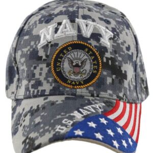 US Navy Seal Patriotic USA Flag Blue ACU Digital Camo Embroidered Cap Hat