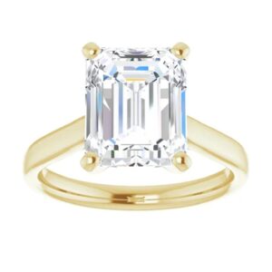 925 Silver, 10K/14K/18K Solid Gold Moissanite Engagement Ring,2.5 CT Emerald Cut Handmade Solitaire Ring, Diamond Wedding Ring for Women/Her Anniversary Ring, Birthday Gift,VVS1 Colorless Rings