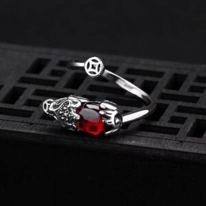 Renning Pixiu Ring Feng Shui Wealth Ring Open Adjustable Rings for Men Women Good Luck Finger Ring