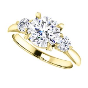 10K Solid Yellow Gold Handmade Engagement Ring 1.50 CT Round Cut Moissanite Diamond Solitaire Wedding/Bridal Ring Set for Women/Her, Surprise Ring Gifts for Her