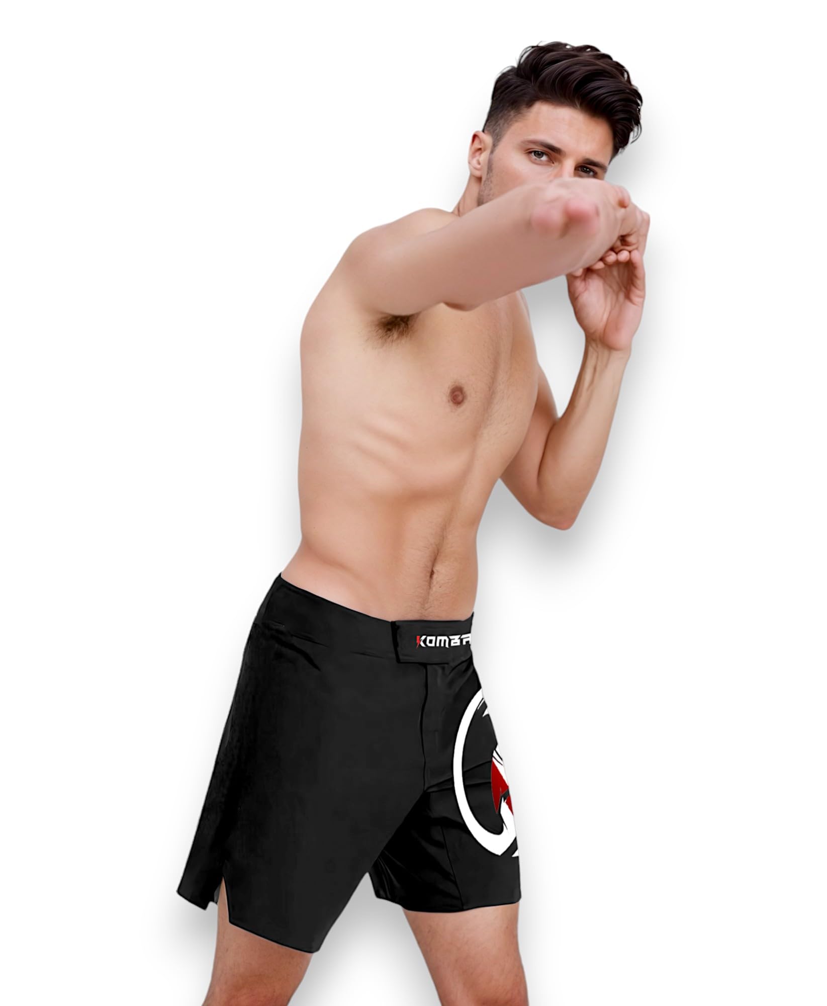 KOMBAT USA Men's MMA Shorts – Baseline Grappling & Fight Shorts | Athletic Shorts | Muay Thai BJJ Training Jiu Jitsu No Gi (as1, Alpha, x_l, Regular, Regular, Black)