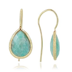 JA.S.JR Gemstone Teardrop Earrings Gold Dangle Earrings for Women