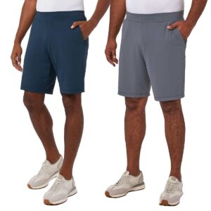 32 degrees cool men's 2 pack stretch comfort active performance shorts (as1, alpha, xx_l, regular, regular, gray/navy)