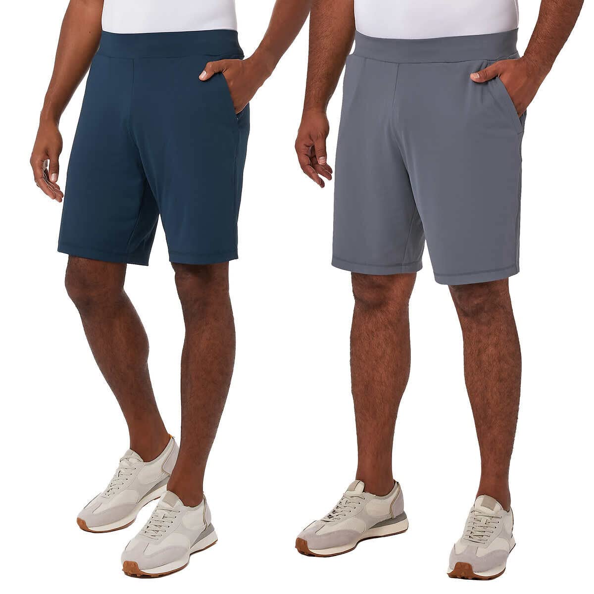 32 DEGREES Cool Men's 2 Pack Stretch Comfort Active Performance Shorts (as1, Alpha, xx_l, Regular, Regular, Gray/Navy)