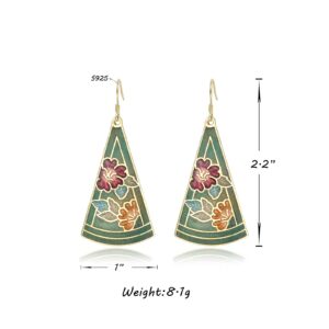 JA.S.JR Enamel Flower Dangle Earrings Gold Earrings for Women