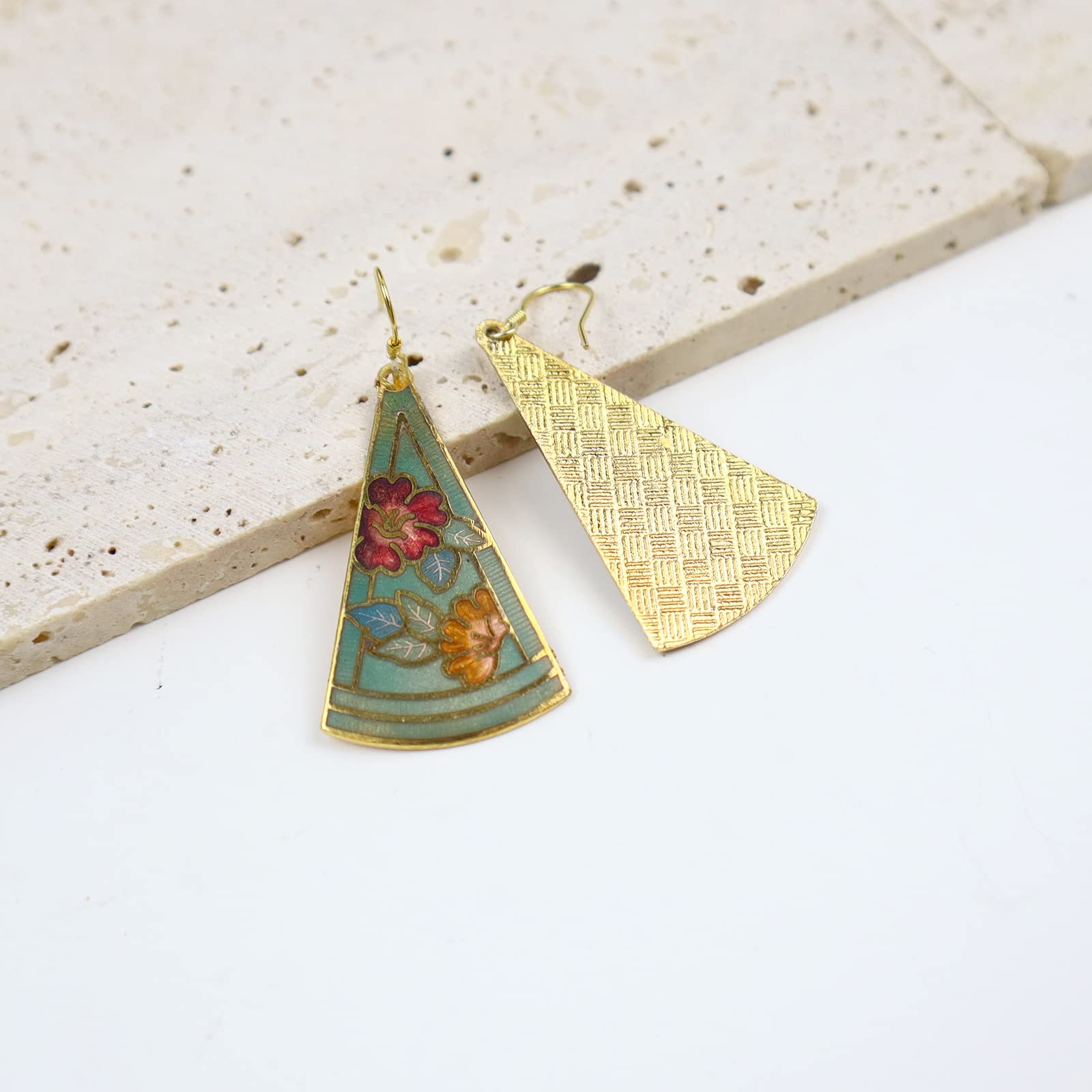 JA.S.JR Enamel Flower Dangle Earrings Gold Earrings for Women