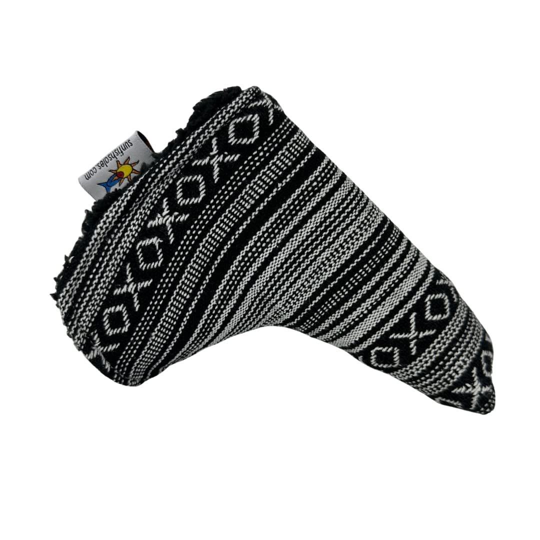 Salt and Pepper Hand Woven Blade Putter Cover with Magnetic Closure Sunfish Golf