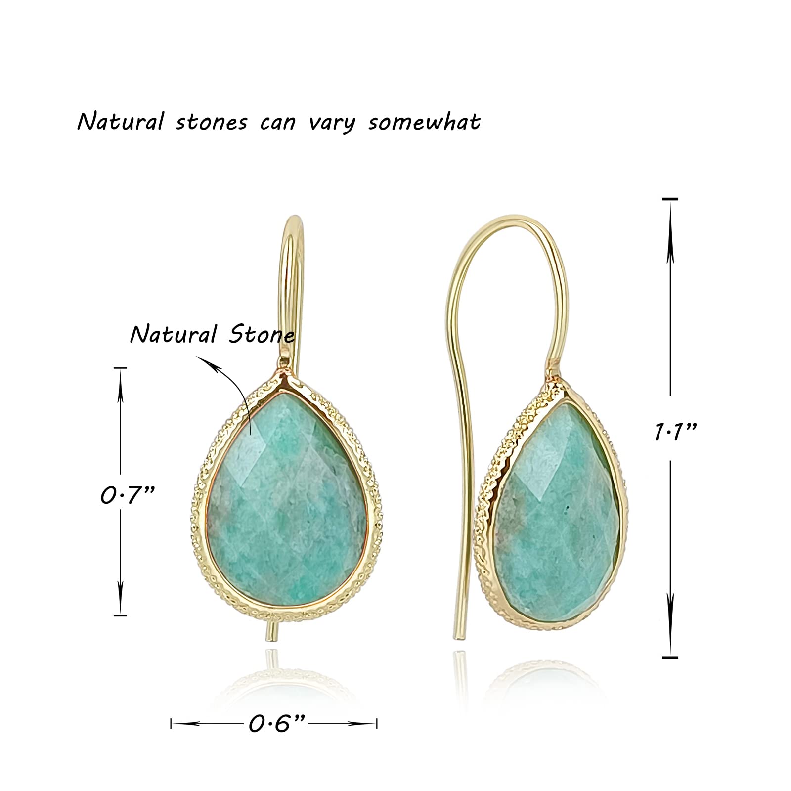 JA.S.JR Gemstone Teardrop Earrings Gold Dangle Earrings for Women