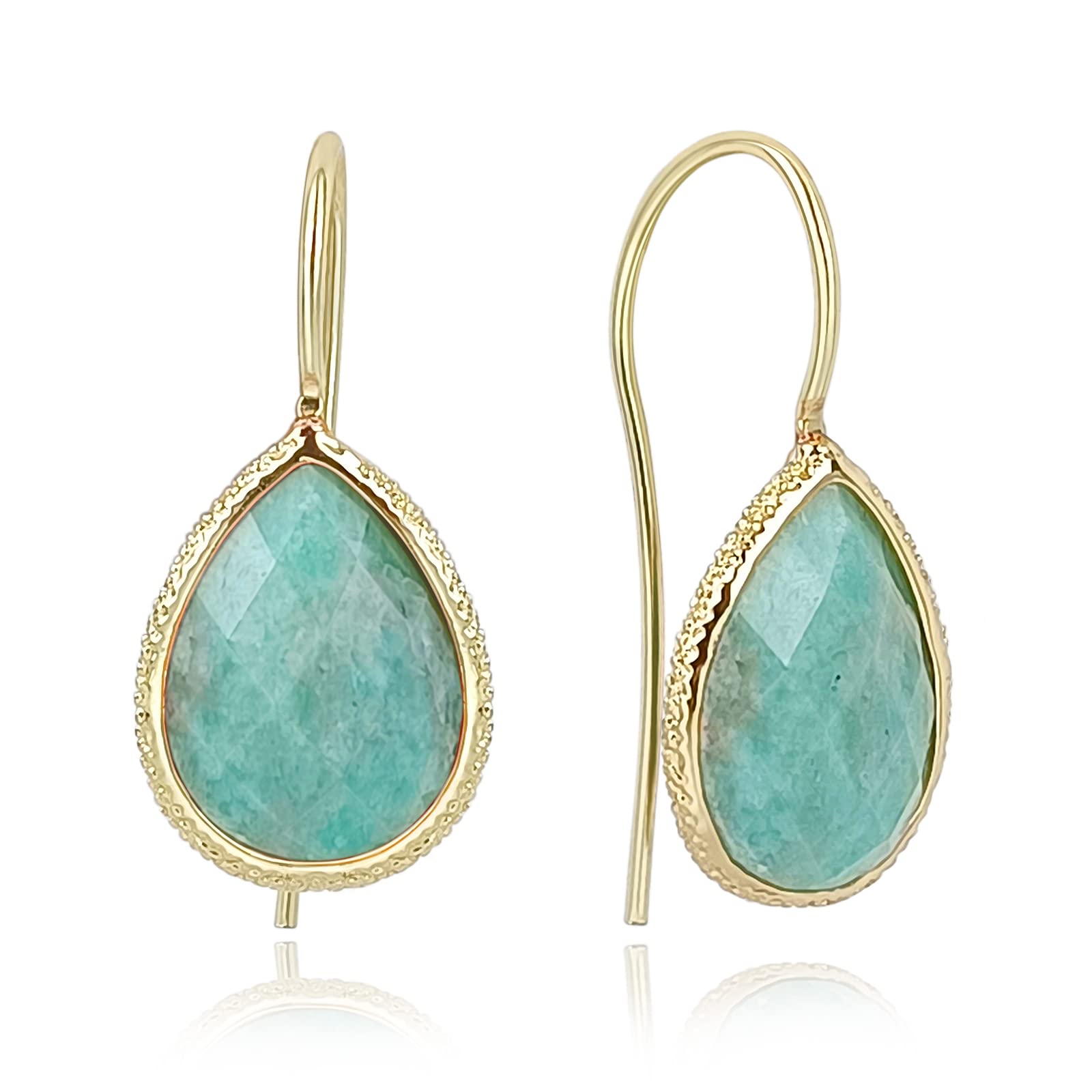 JA.S.JR Gemstone Teardrop Earrings Gold Dangle Earrings for Women