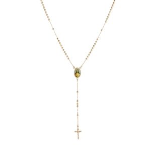 hzman dainty rosary necklace for women long gold plated brass lariat y cross necklace jewelry gift