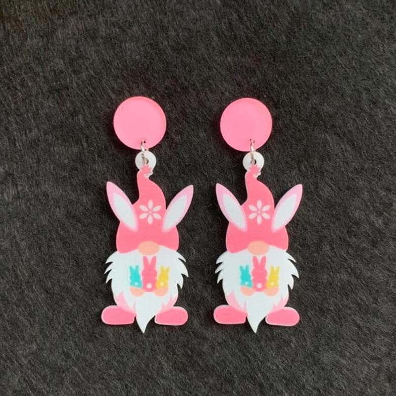 Easter Acrylic Dangle Earrings Cute Rabbit Gnome Drop Earrings for Women Holiday Jewelry Gifts