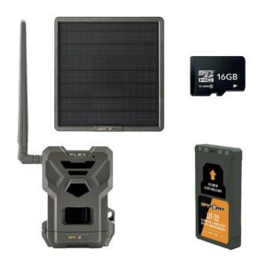 spypoint flex gps 4g hd infrared ir cellular lte trail camera with rechargeable solar panel splb-22 and lithium lit-22 battery and 16gb sd card