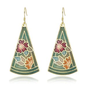 JA.S.JR Enamel Flower Dangle Earrings Gold Earrings for Women