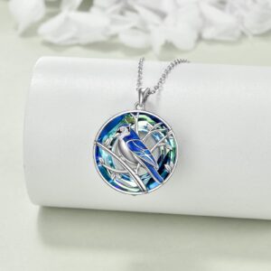 ONEFINITY Blue Jay Necklace 925 Sterling Silver Blue Jay Crystal Pendant Necklaces Blue Bird Jewelry for Bird Lover Gifts