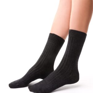 3 Pairs Womens Merino Wool Socks | Steven | Ladies Lightweight Warm Boot Socks (4-6, Dark Grey)