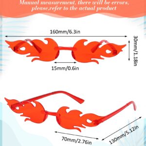 Hoteam 24 Pairs Fire Flame Sunglasses for Women Fire Flame Glasses Retro Wave Rimless Flame Shaped Glasses for Men Party Costume (Red)