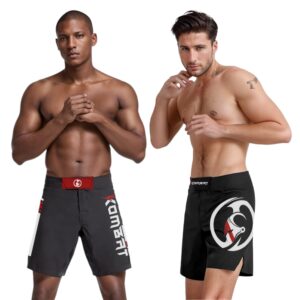 kombat usa men's mma shorts – baseline grappling & fight shorts | athletic shorts | muay thai bjj training jiu jitsu no gi (as1, alpha, x_l, regular, regular, black)