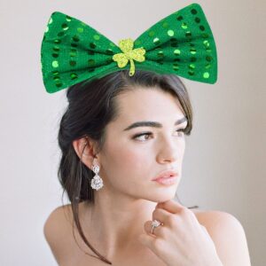 St. Patrick's Day Headband Green Sequins Bowknot Headbands Patrick's Day Hair Hoops Shamrock Clover Headband Leprechaun Hat Headpieces Festival Costume Accessories for Women and Girls