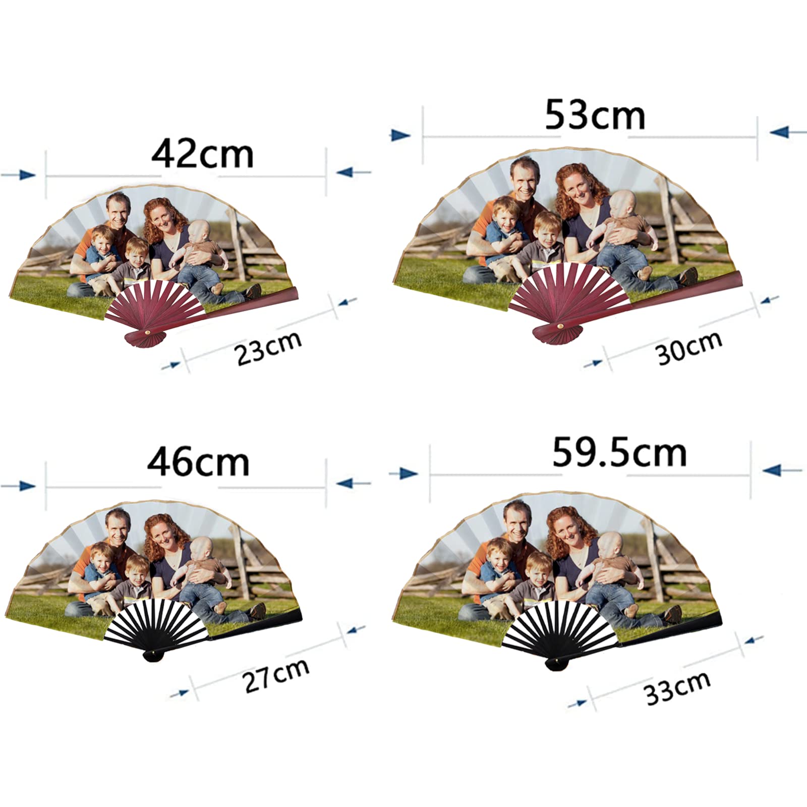 Custom Folding Fans with Your Photo Personalized Handheld Fans with Bamboo Frames for Dancing Cosplay Wedding Party Props Decoration 10.6 inches Red