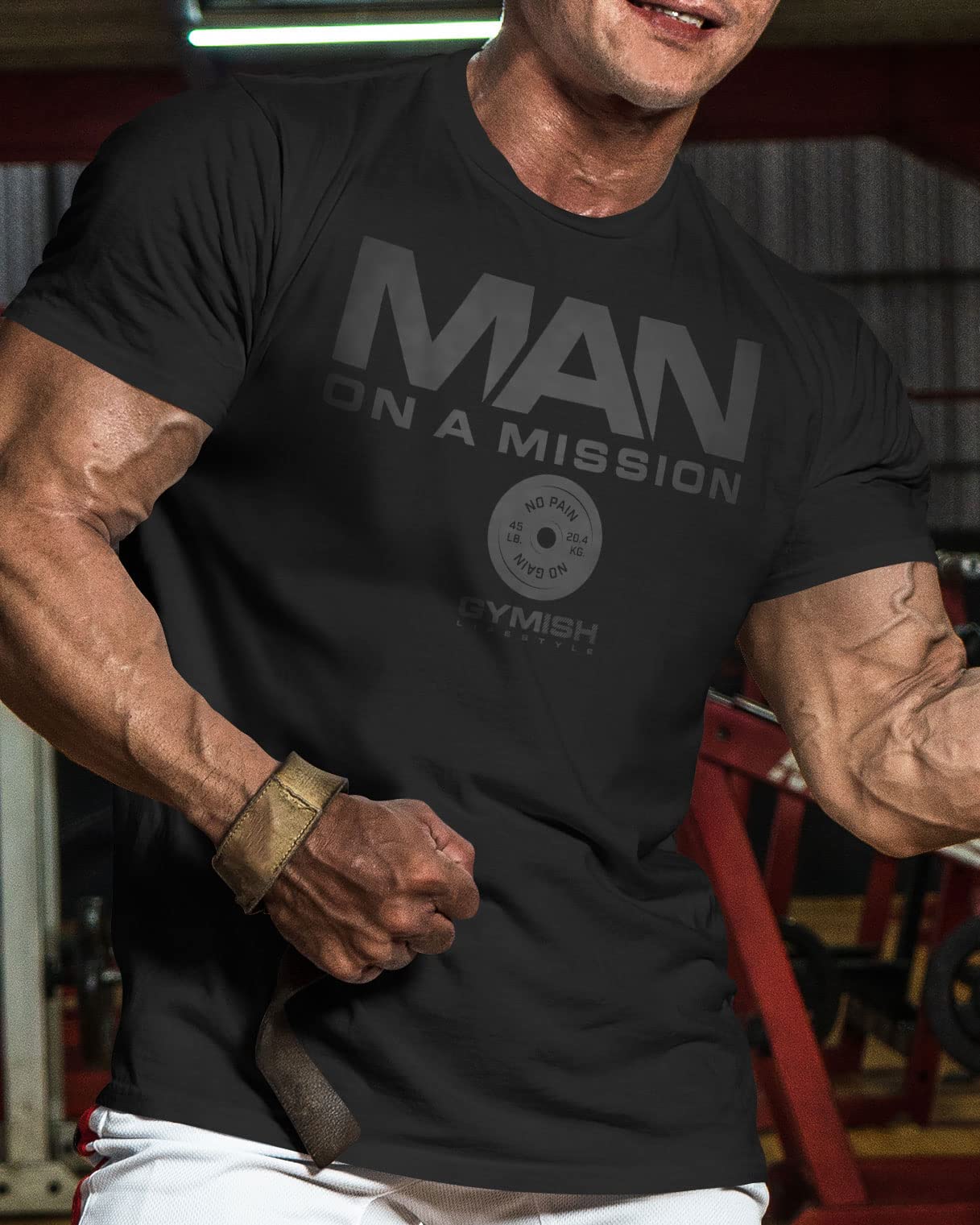 Man on Mission Workout Shirts for Men, Motivational Gym Funny Lifting T-Shirts (Man on Mission Black, SM)