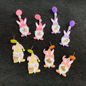 Easter Acrylic Dangle Earrings Cute Rabbit Gnome Drop Earrings for Women Holiday Jewelry Gifts