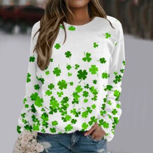 St. Patrick's Day Women's 2023 New Green Shamrock Clover Sweatshirt Tee Shirt Loose Stylish Blouses Top Saint Shirts