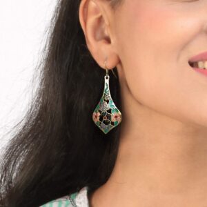 JA.S.JR Enamel Flower Teardrop Earrings Gold Dangle Earrings for Women