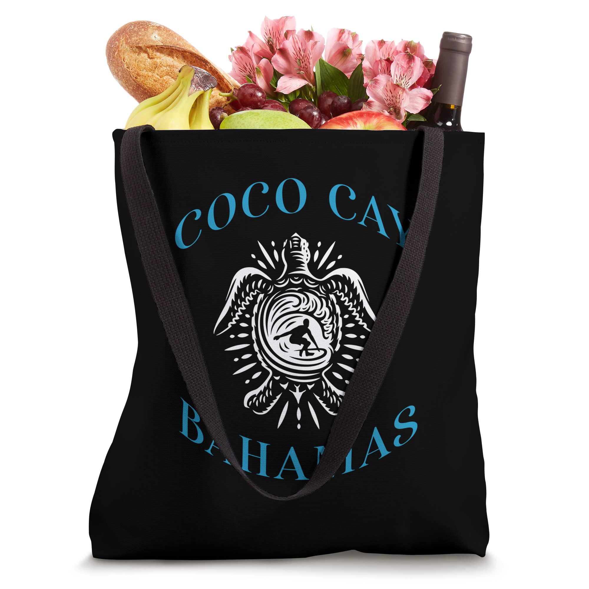 Coco Cay Bahamas Sea Turtle Surfing Vacation Souvenir Tote Bag