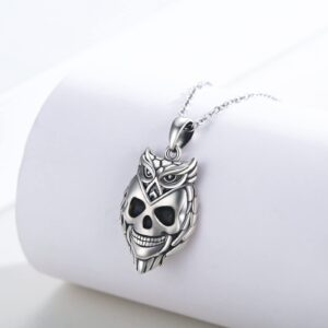 Skull Owl Necklace 925 Sterling Silver Skull Owl Pendant Necklace Christmas/Valentine's Day/Mother's Day Jewelry Gifts for Women Mom Daughter Wife friend