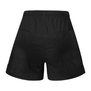 Womens Loose fit Shorts Shorts for Women Dressy Summer Bermuda Shorts Vacation Trendy Drawstring Lounge Shorts with Pockets(01-Black,Large)