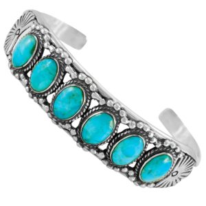 Turquoise Bracelet Sterling Silver 925 Genuine Turquoise Cuff Bracelet (Turquoise)