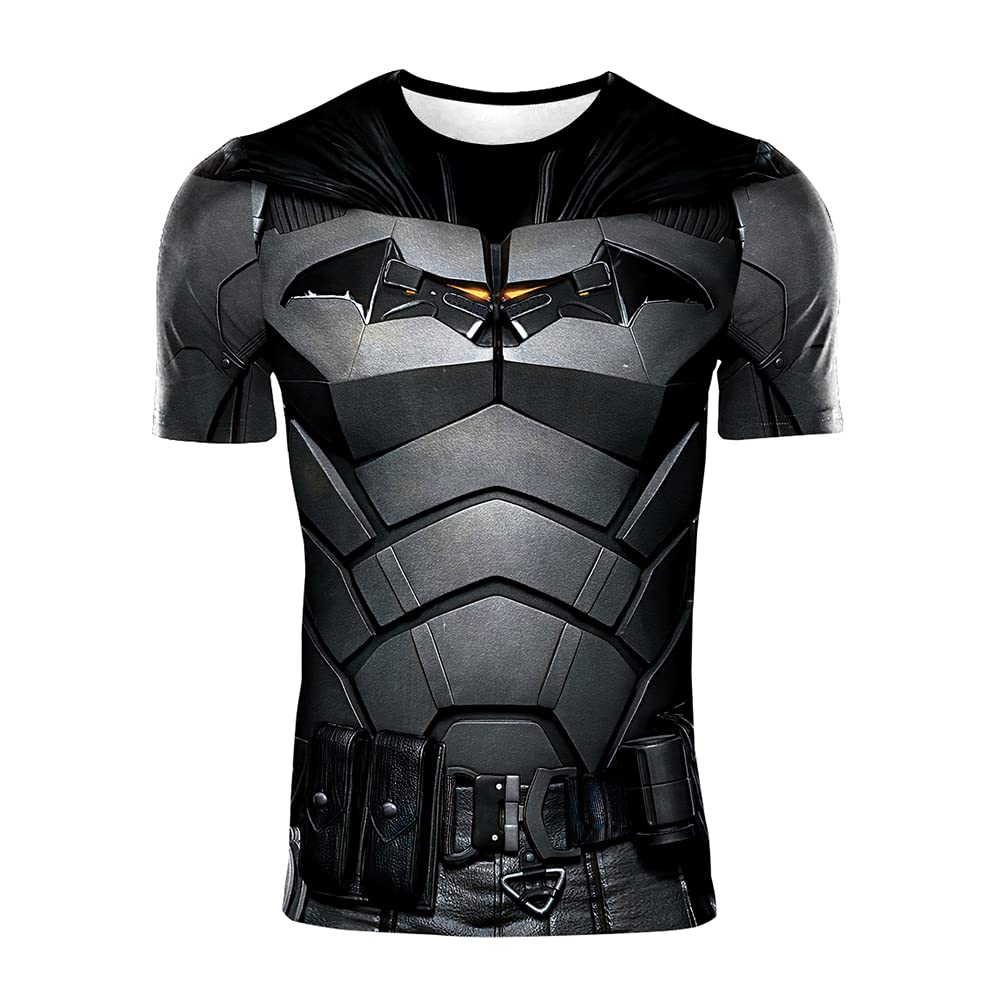 jiazery QZ Man Superhero Compression Shirt Short Sleeve Bat Base Layer Underwear (S)