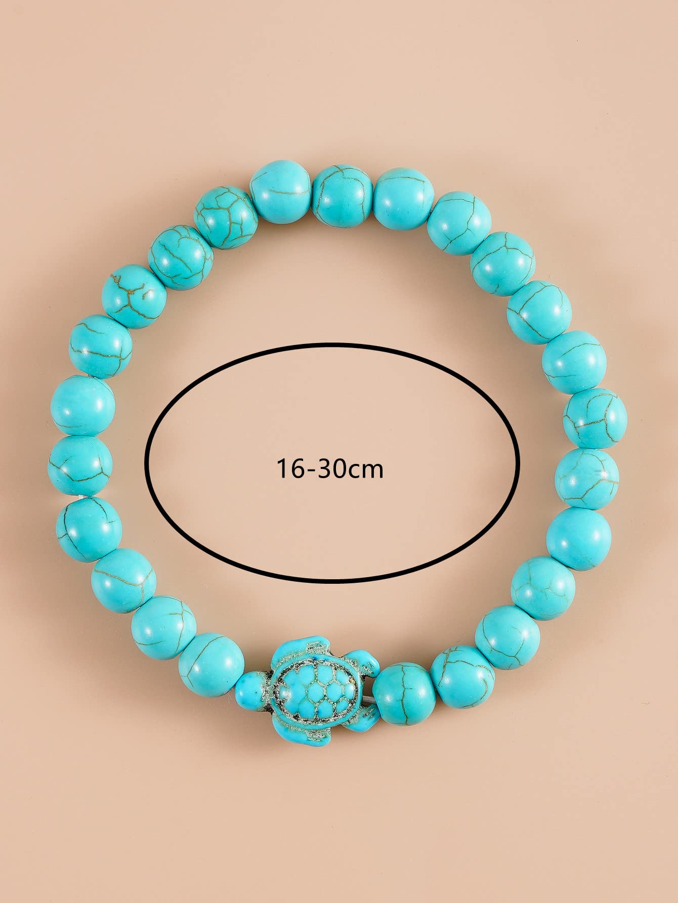 Caiyao Bohemian Turquoise Turtle Bracelet Vintage Adjustable Handmade Woven Bracelet Natutal Stone Bead Elastic String Stretch Bracelet for Women Beach Jewelry-D beads