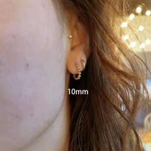 Fiusem Gold Small Huggie Hoop Earrings for Women, Hypoallergenic 14K Gold Plated Bead Huggie Earring, Tiny Gold Hoops 8 mm